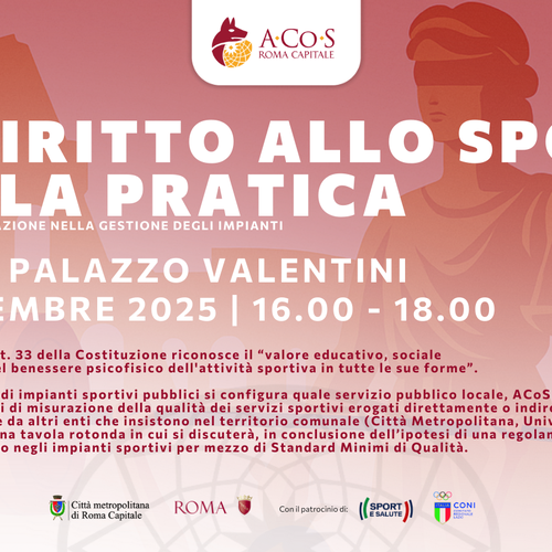 ACoS presenta il convegno "Il diritto allo sport nella pratica: qualità e innovazione nella gestione degli impianti"